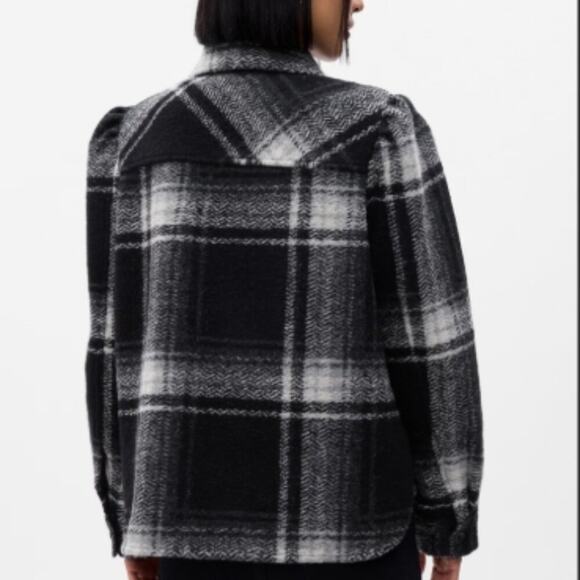 GAP Puff Sleeve Cropped Wool Shirt Jacket - Picture 3 of 4